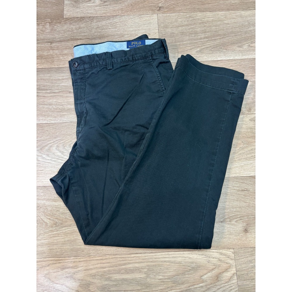 Polo Ralph Lauren Mens Black Stretch Straight Fit Chino Pants 40x30 Cotton Twill